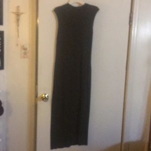 Long turtle neck Sleeveless green long dress